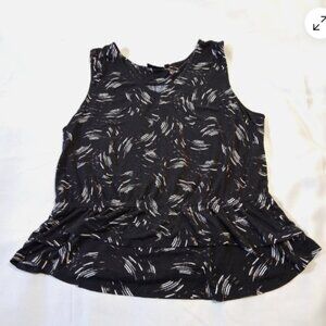 Apt. 9 Womens XL Sleeveless Top Black White V Neck Ruffle Stretchy Rayon A30